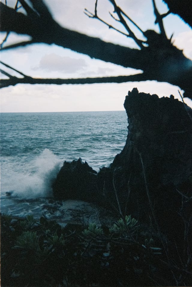 Moving water descending through rock and atmospheric light, catalog number 30, from the Falling Water collection