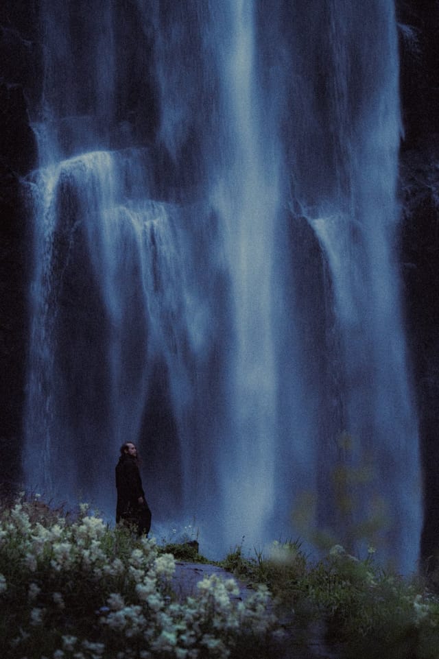 Moving water descending through rock and atmospheric light, catalog number 11, from the Falling Water collection