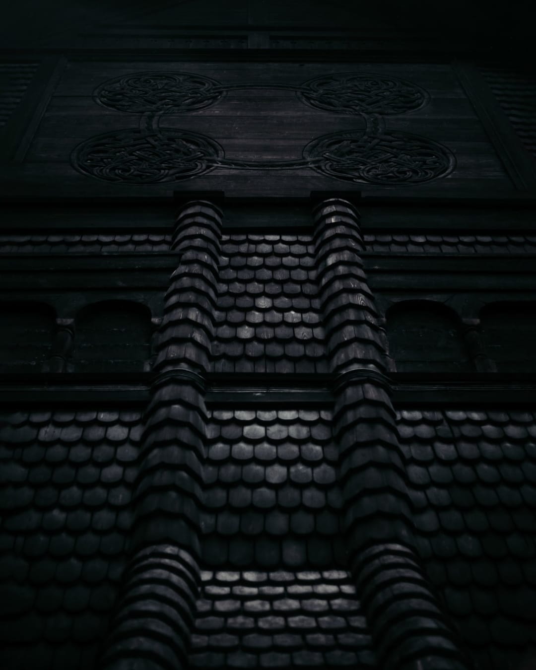 Timber architecture, ornament and changing light at a stave church, catalog number 26, from the Stave Churches collection