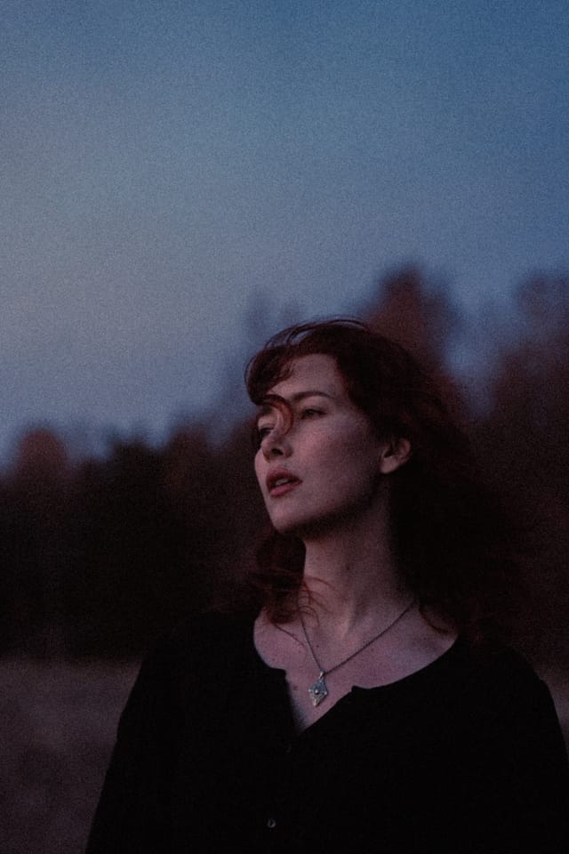 A portrait held against the day's last colour and gathering darkness, catalog number 45, from the Twilight Portraits series