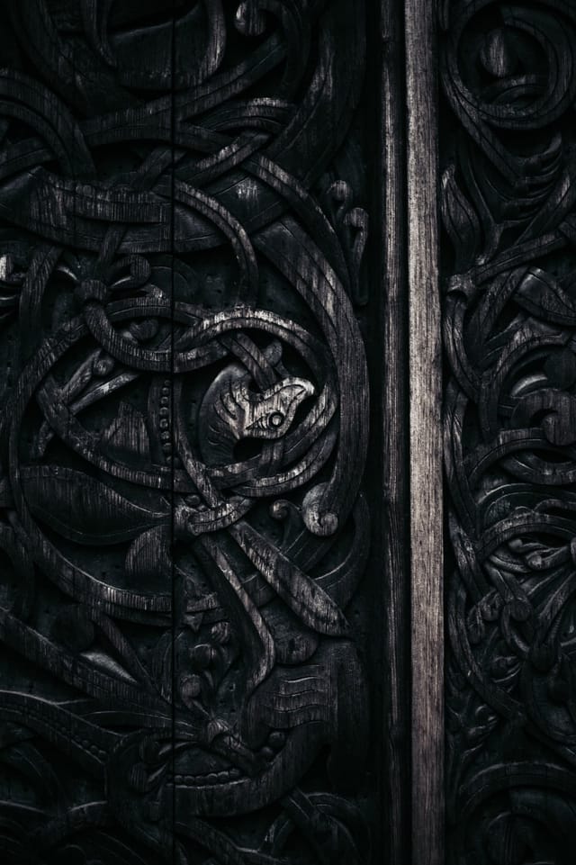 Timber architecture, ornament and changing light at a stave church, catalog number 18, from the Stave Churches collection