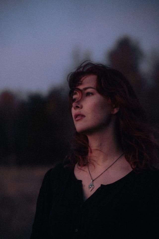 A portrait held against the day's last colour and gathering darkness, catalog number 34, from the Twilight Portraits series