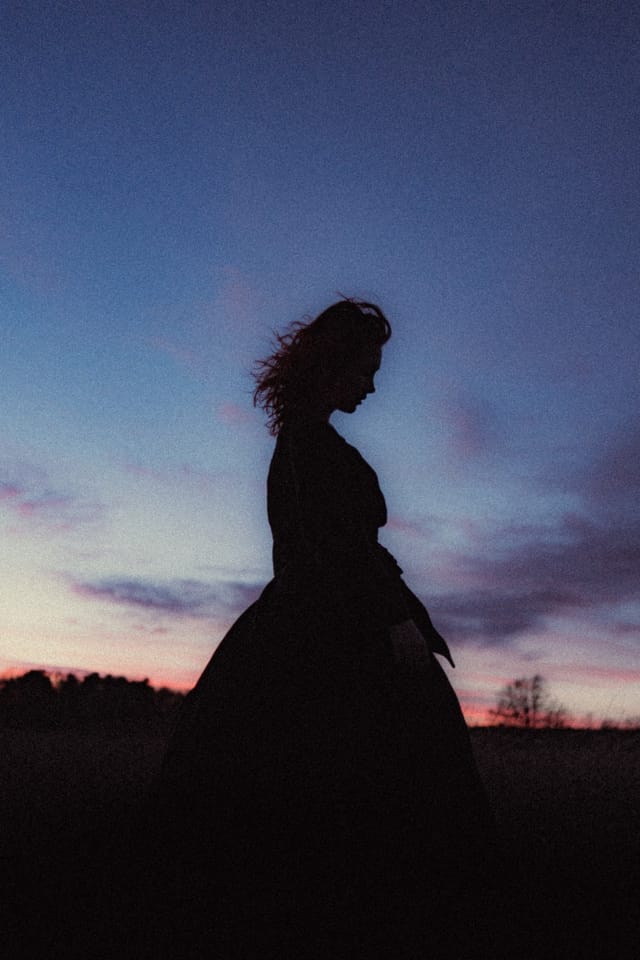 A portrait held against the day's last colour and gathering darkness, catalog number 44, from the Twilight Portraits series