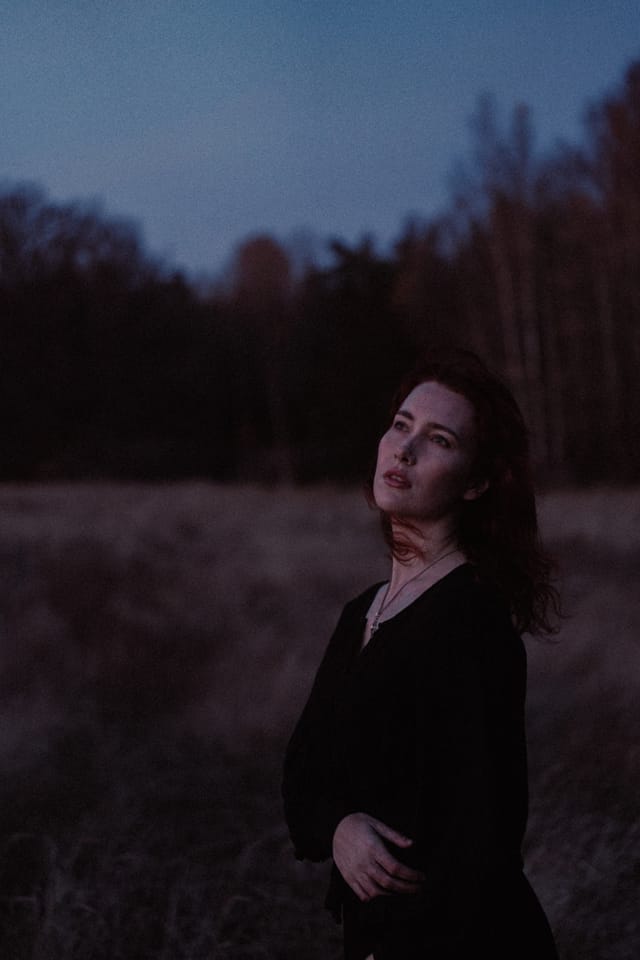 A portrait held against the day's last colour and gathering darkness, catalog number 46, from the Twilight Portraits series