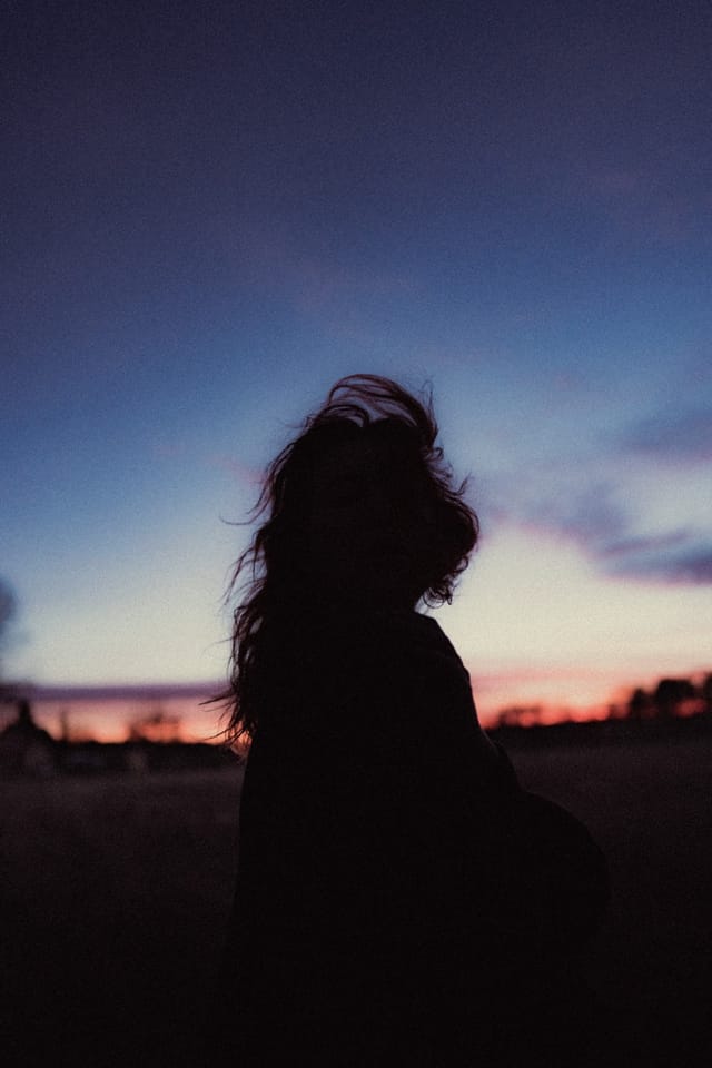 A portrait held against the day's last colour and gathering darkness, catalog number 17, from the Twilight Portraits series