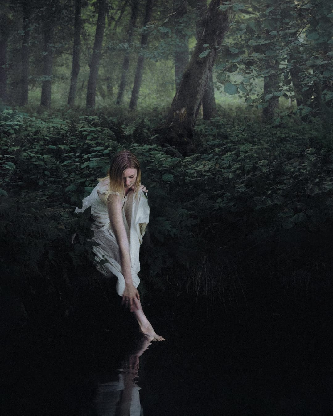 A resting body held among ferns and the forest floor, catalog number 11, from the Fernbed Body series