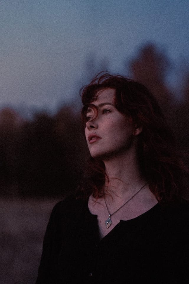 A portrait held against the day's last colour and gathering darkness, catalog number 84, from the Twilight Portraits series
