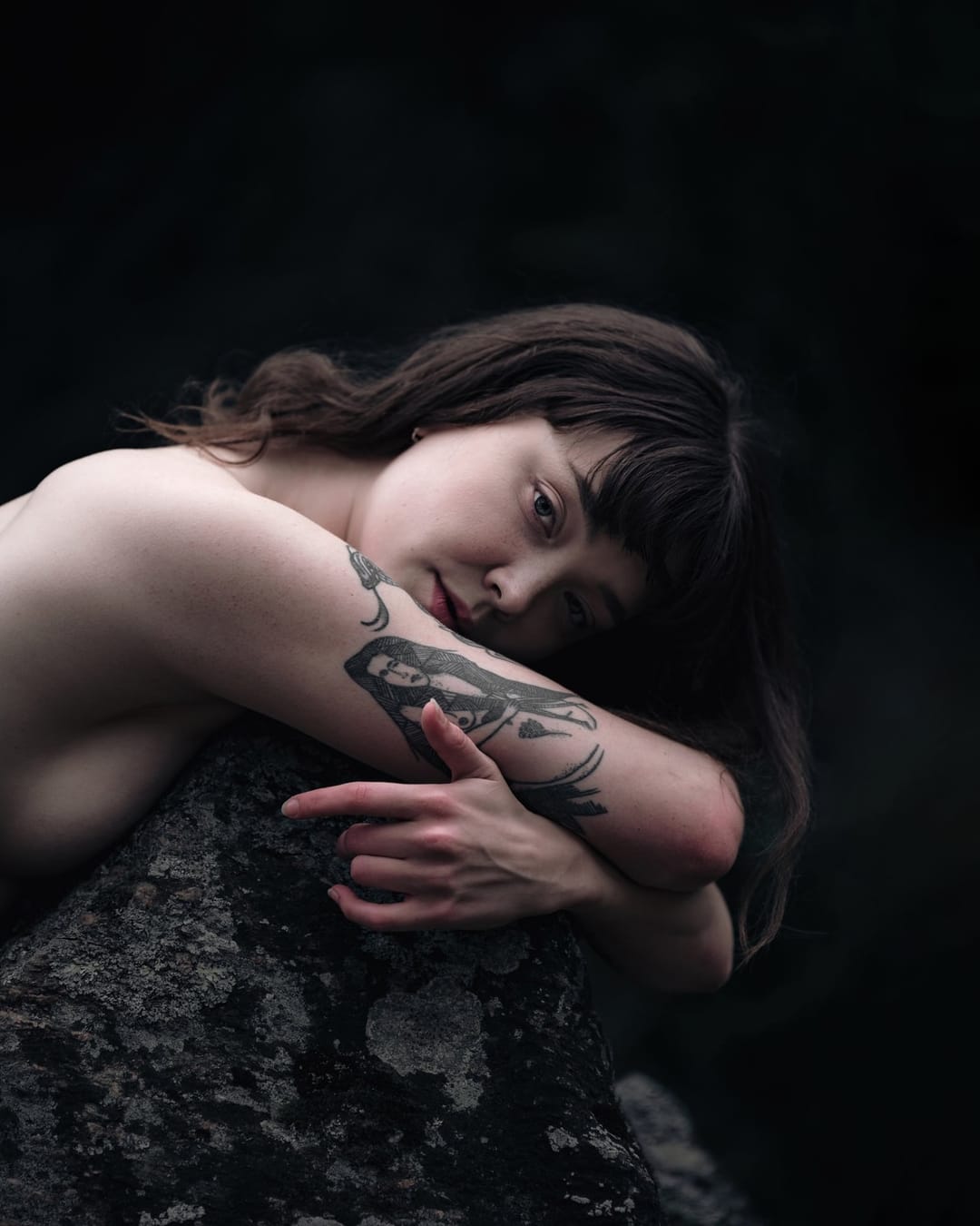 A resting body held among ferns and the forest floor, catalog number 9, from the Fernbed Body series