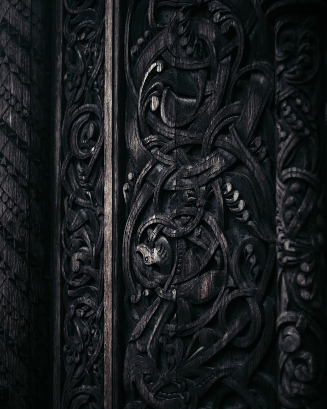Timber architecture, ornament and changing light at a stave church, catalog number 33, from the Stave Churches collection