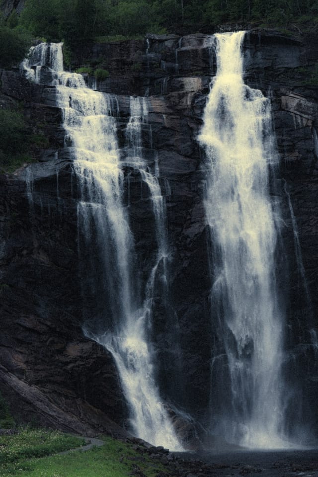 Moving water descending through rock and atmospheric light, catalog number 21, from the Falling Water collection