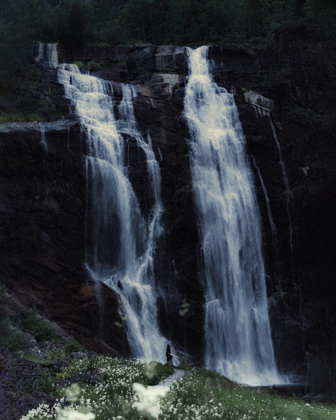 Moving water descending through rock and atmospheric light, catalog number 6, from the Falling Water collection