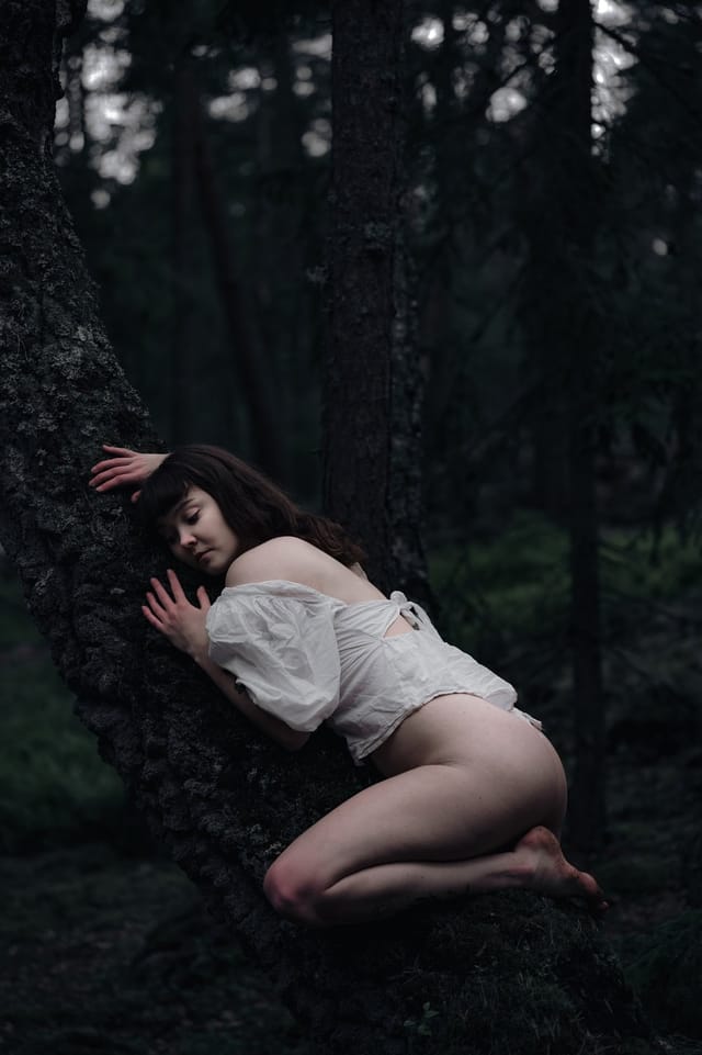 A resting body held among ferns and the forest floor, catalog number 7, from the Fernbed Body series