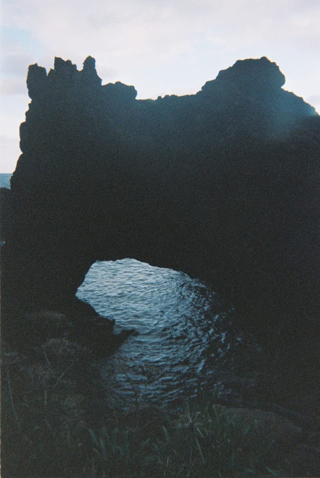 Moving water descending through rock and atmospheric light, catalog number 29, from the Falling Water collection