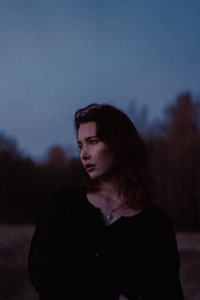 A portrait held against the day's last colour and gathering darkness, catalog number 28, from the Twilight Portraits series