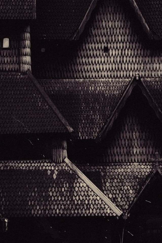 Timber architecture, ornament and changing light at a stave church, catalog number 6, from the Stave Churches collection