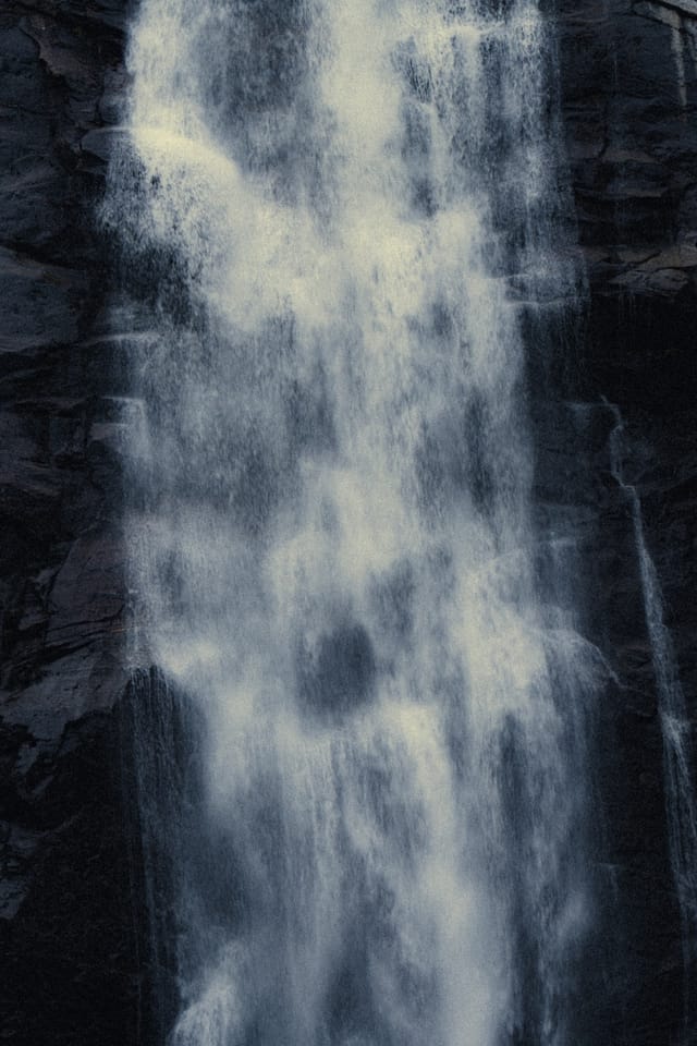 Moving water descending through rock and atmospheric light, catalog number 3, from the Falling Water collection