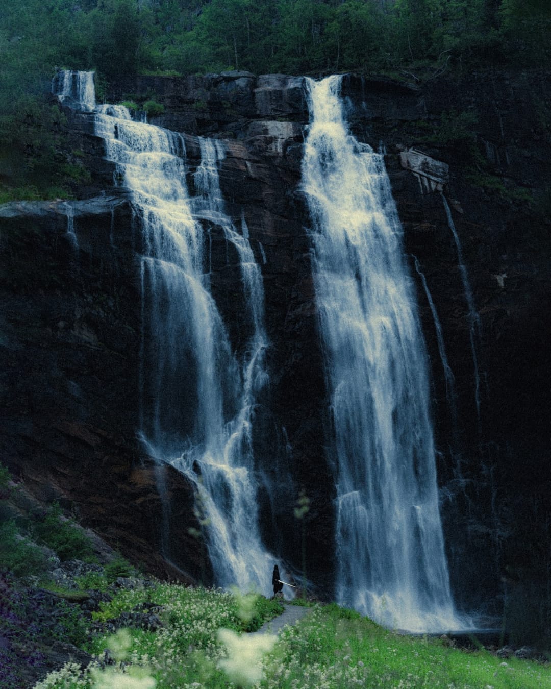 Moving water descending through rock and atmospheric light, catalog number 15, from the Falling Water collection