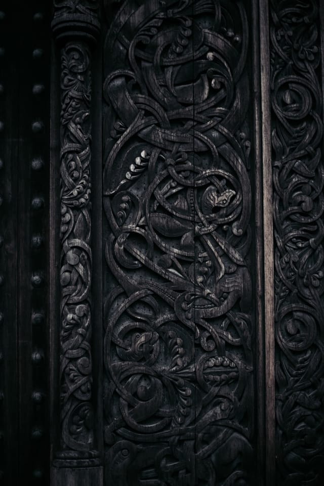 Timber architecture, ornament and changing light at a stave church, catalog number 25, from the Stave Churches collection