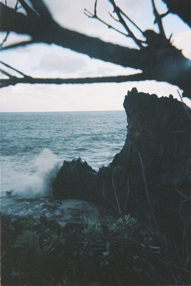 Moving water descending through rock and atmospheric light, catalog number 30, from the Falling Water collection