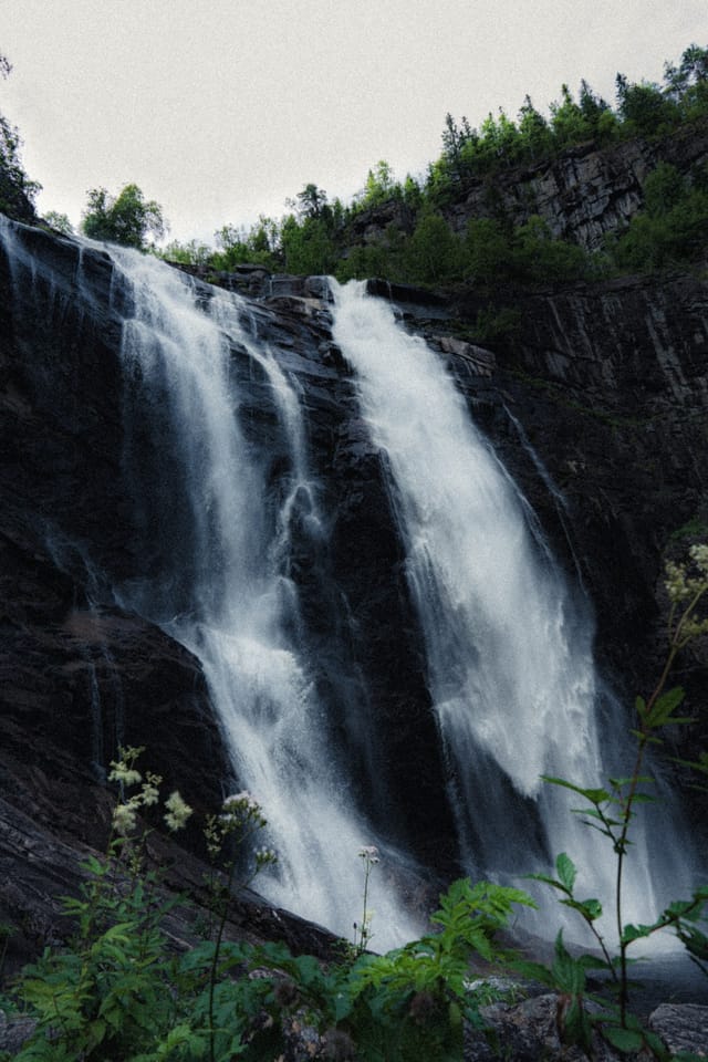 Moving water descending through rock and atmospheric light, catalog number 27, from the Falling Water collection